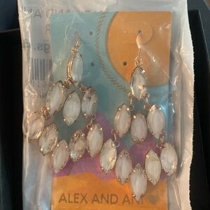 Alex and Ani Gold and Clear Teardrop Earrings